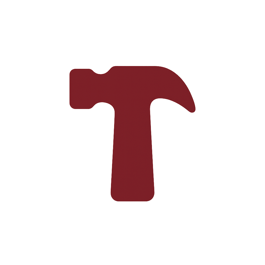 Professional handyman service website demonstration featuring burgundy red branding, tool imagery, and service-focused layout for home repair business